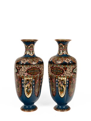 Lot 576 - A pair of Japanese Cloisonné vases