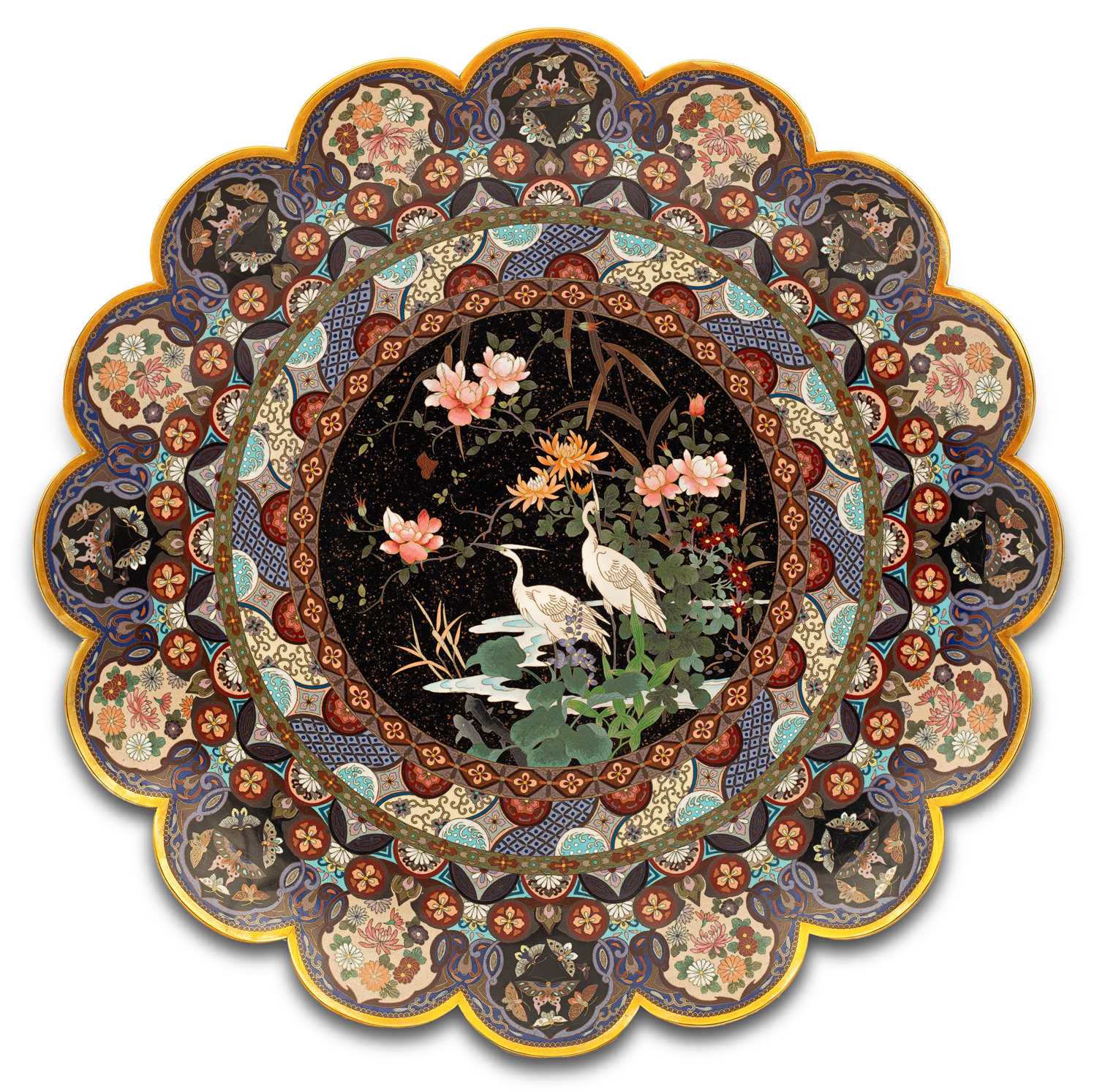 Lot 577 - A Japanese cloisonne charger