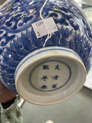 Lot 578 - A pair of Chinese blue and white ‘Lotus’ bowls