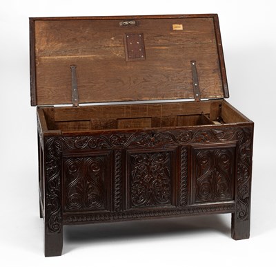 Lot 40 - A Charles I oak panelled chest