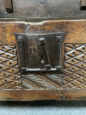Lot 67 - A James I oak six-plank chest