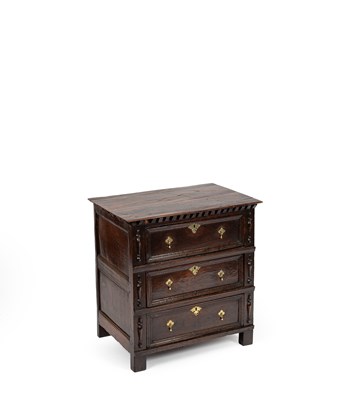 Lot 43 - A Charles II oak three drawer chest