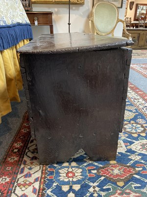 Lot 14 - An Elizabethan oak six-plank chest