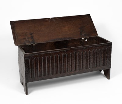 Lot 14 - An Elizabethan oak six-plank chest