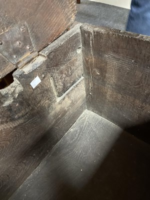 Lot 14 - An Elizabethan oak six-plank chest