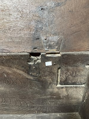 Lot 14 - An Elizabethan oak six-plank chest