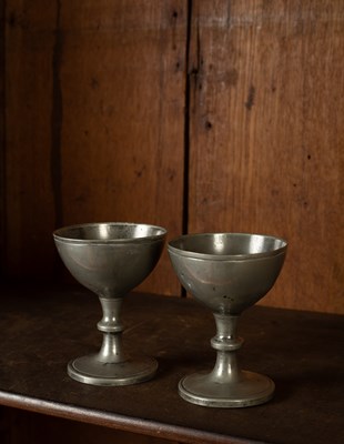 Lot 111 - A pair of English pewter chalice/goblets