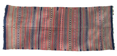 Lot 460 - A weft work embellished Belouch kilim long rug