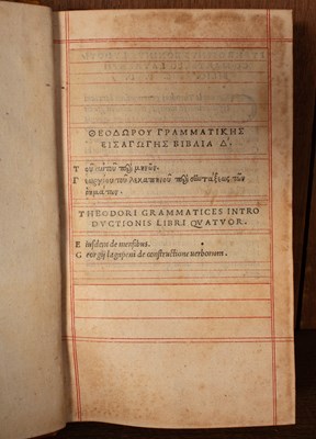 Lot 351 - [Gaza (Théodore)] Theodori Grammatices introductionis libri quatuor