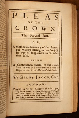 Lot 419 - Witches: Hale (Sir Matthew) Pleas of the Crown