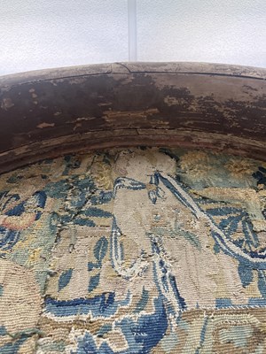 Lot 191 - A patchwork tapestry panelled alcove mirror