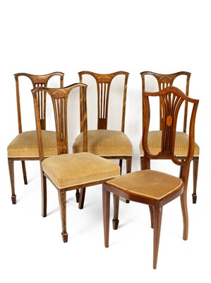 Lot 345 - A set of four Edwardian stained and inlaid chairs