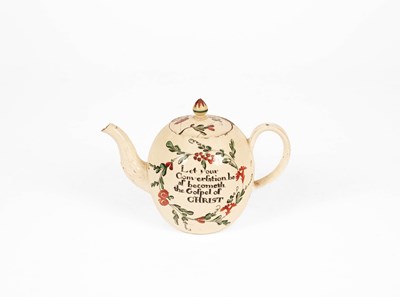 Lot 741 - An English creamware teapot and cover