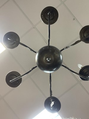 Lot 47 - A Dutch brass six-branch chandelier