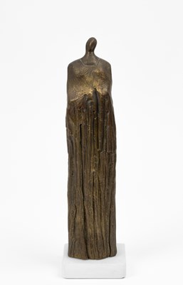 Lot 514 - A modern bronze sculpture of a cloaked figure