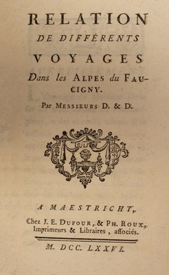 Lot 237 - [Deluc (Jean-Andre) and Dentand (Pierre-Gedeon)] Relation De Differents Voyages Dans Les Alpes