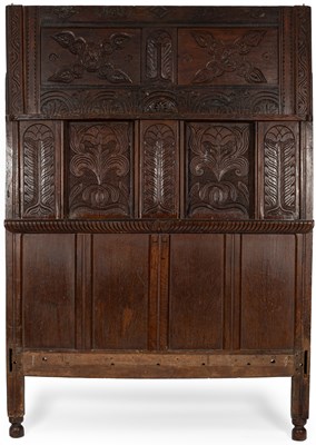 Lot 175 - A late 17th Century oak tester headboard