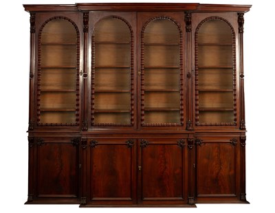 Lot 376 - A Victorian mahogany breakfront bookcase