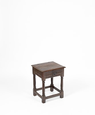 Lot 183 - A small Charles I oak box table/stool