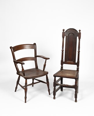 Lot 190 - A Carolean style oak high back chair