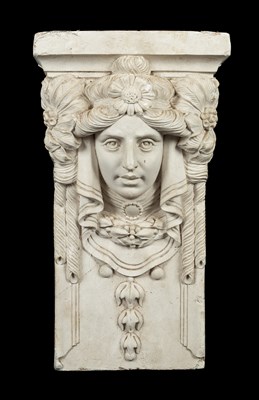 Lot 429 - A Neoclassical plaster cast capital of a female mask