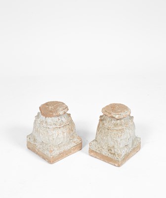 Lot 550 - A near pair of carved column bases