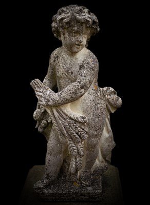 Lot 325 - A reconstituted stone figure of a putto