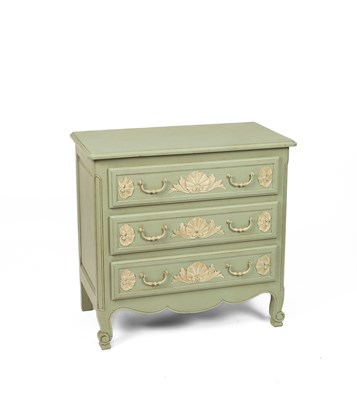 Lot 390 - A 20th Century French green painted chest