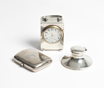 Lot 15 - An Edwardian silver cased bedside clock