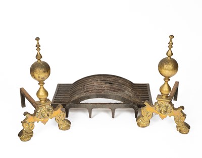 Lot 553 - A pair of 17th Century style brass andirons