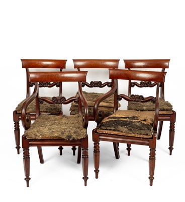 Lot 348 - A set of five early Victorian mahogany dining chairs