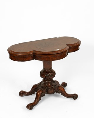 Lot 718 - A Victorian burr walnut fold-over tea table