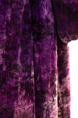 Lot 652 - A RSC purple velvet gown with purple feather boas to collar