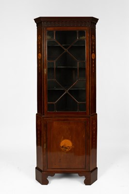 Lot 276 - An Edwardian mahogany and marquetry corner cupboard