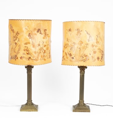 Lot 701 - A pair of Corinthian column table lamps