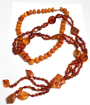 Lot 285 - Two amber necklaces