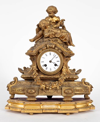 Lot 760 - A French gilt mantel clock