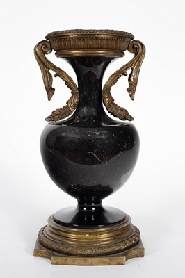 Lot 874 - A 20th Century black marble and metal mounted urn