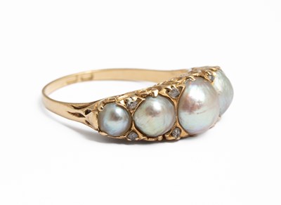 Lot 279 - A Victorian 18ct yellow gold pearl five-stone ring