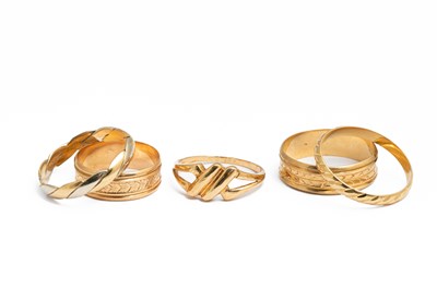 Lot 140 - Four Portuguese 19k yellow gold rings