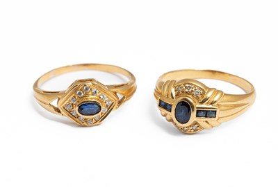 Lot 155 - Two Portuguese 19k yellow gold gem set rings