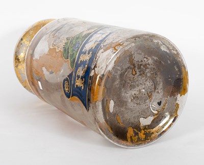 Lot 115 - A Victorian reverse-painted glass apothecary jar and cover