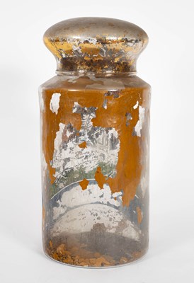 Lot 115 - A Victorian reverse-painted glass apothecary jar and cover