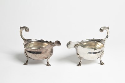 Lot 66 - A pair George II silver sauce boats