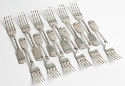 Lot 7 - A matched set of twelve Victorian Scottish silver dessert forks