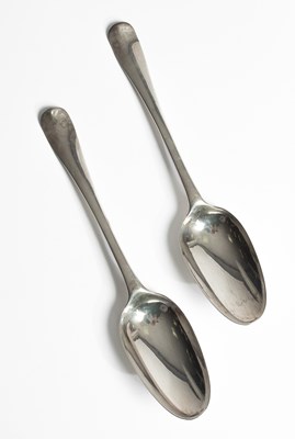 Lot 11 - A pair of George II silver table spoons