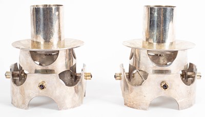 Lot 132 - A pair of silver plated candle holders of modern design