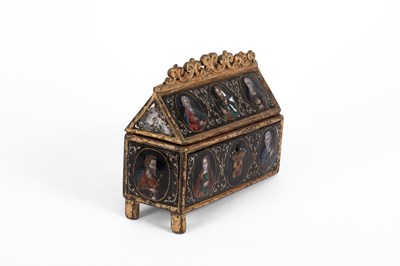 Lot 131 - A mid 16th Century Limoges enamel reliquary casket