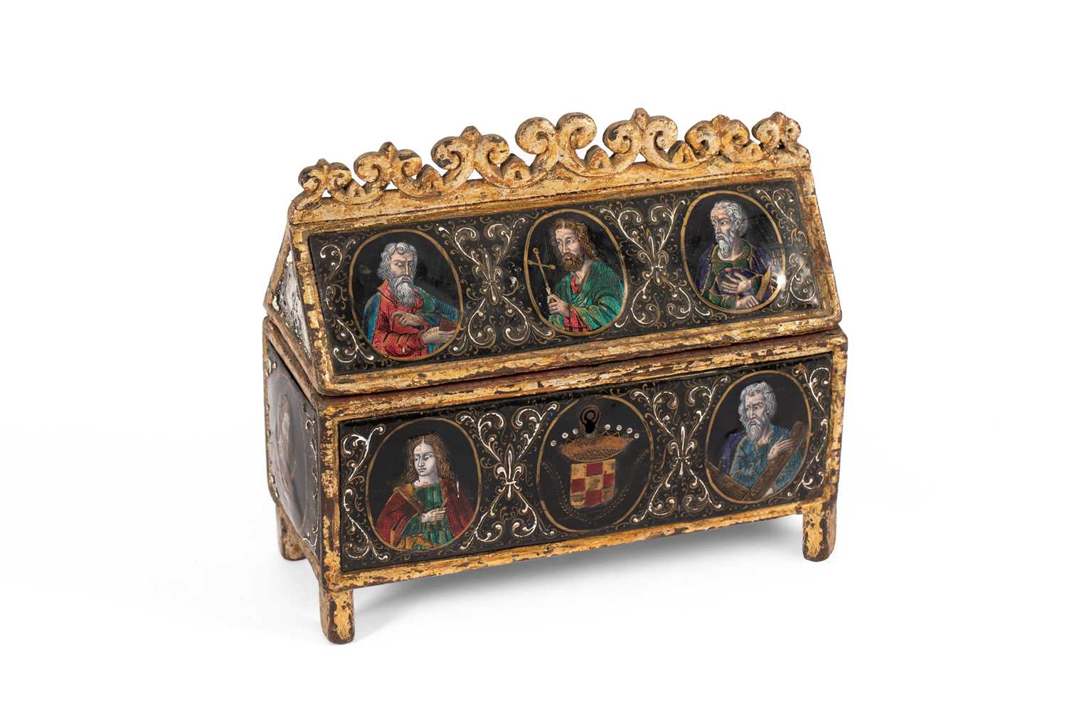 Lot 131 - A mid 16th Century Limoges enamel reliquary casket