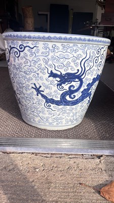 Lot A rare and large Chinese blue and white jardinière